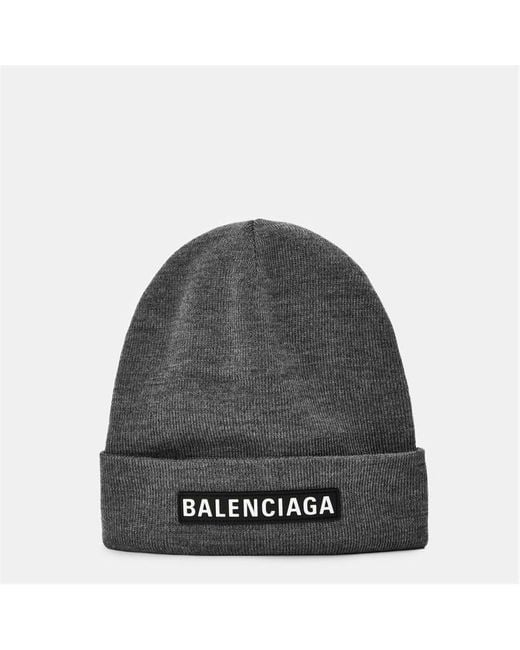 Balenciaga Gray Bal Patch Beanie for men