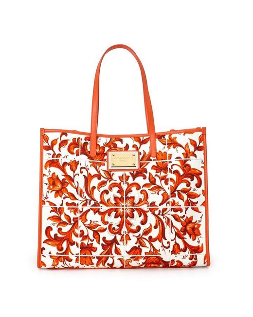 Dolce & Gabbana Red Dg Maiolica Prnt Tot Ld63