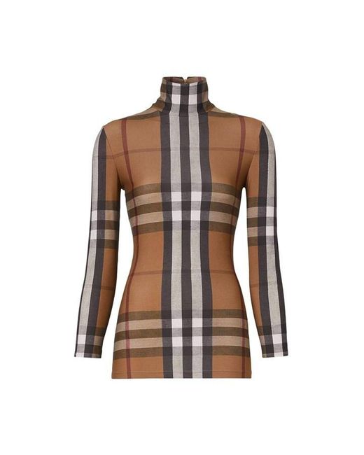 Burberry Brown Emery Check Long Sleeve Top