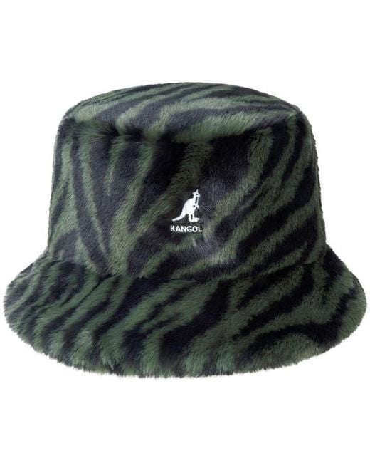 Kangol Green Faux Fur Bucket Hat