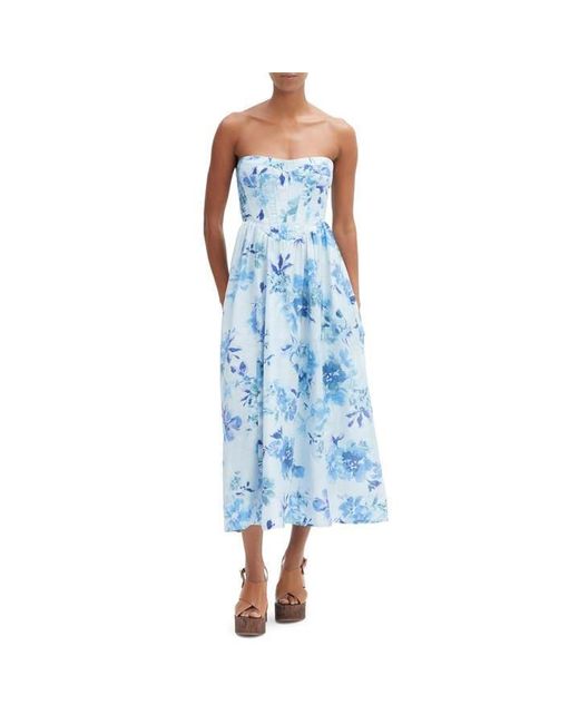 Bardot Blue Lola Floral Strapless Maxi Dress