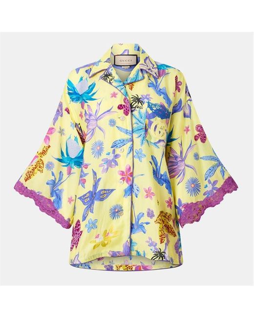 Gucci Blue Patterned Short Sleeve Shirt
