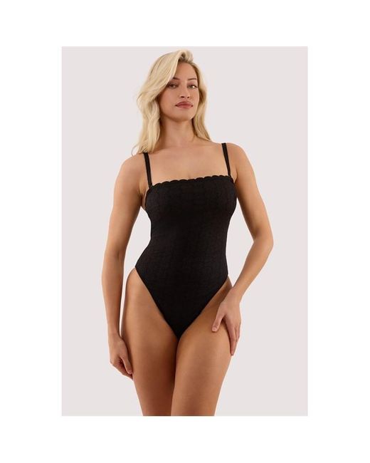 Peek & Beau Black Nikki Broderie Scallop Bandeau Swimsuit