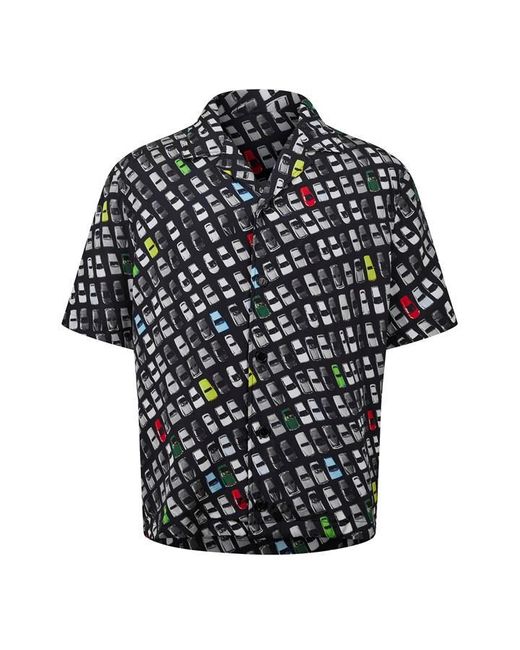 Bottega Veneta Black Patterned Short-Sleeve Shirt for men