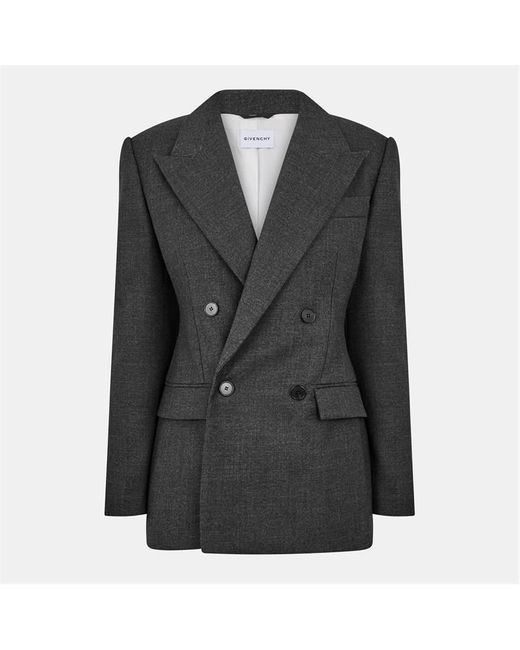 Givenchy Black Double Breasted Wool Long Sleeve Blazer