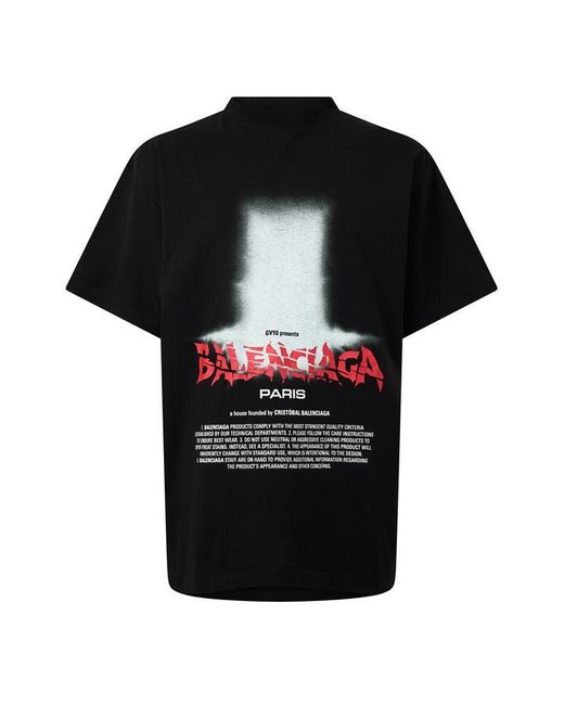 Balenciaga Black Bal Sticker Tee Sn64 for men