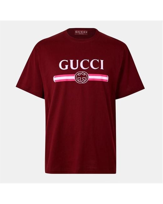 Gucci Red Cotton Jersey T-Shirt With Print, Ready-To-Wear for men