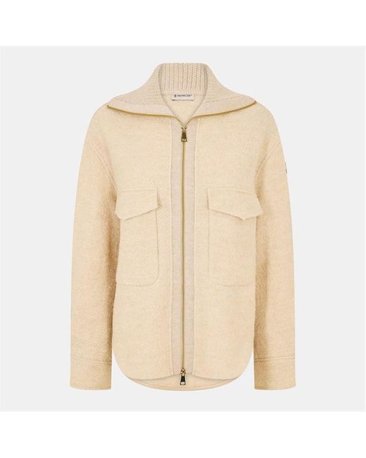 Moncler Natural Button-Front Technical Fabric Tailored Fit Overshirt