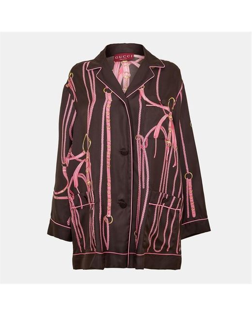 Gucci Red Flowy Short Sleeve Patterned Relaxed Fit Shirt