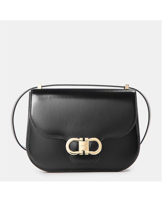 Ferragamo Black Double G Shoulder Bag