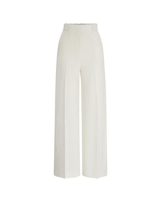 Boss White Tikela Straight Leg Trousers, Straight Leg Design