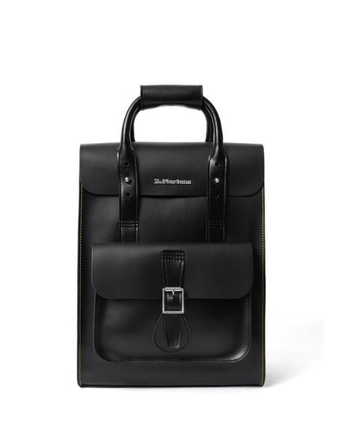 Dr. Martens Black Leather Backpack with Signature Branding for men