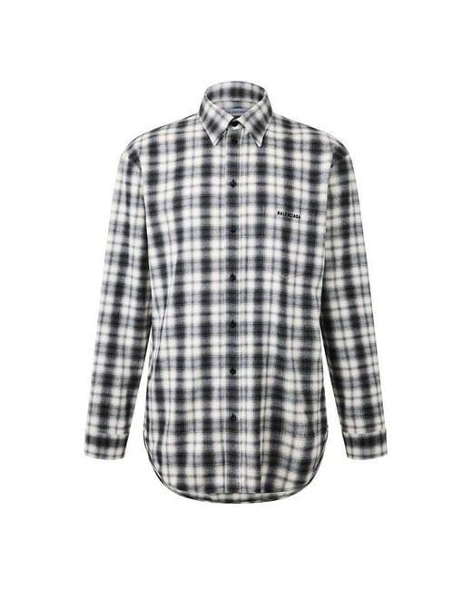 Balenciaga Blue Bal Check Flannel Sn64 for men