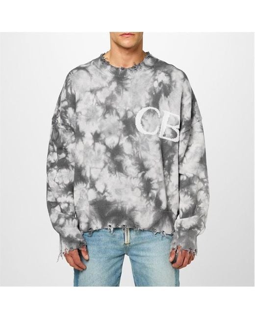 Cole Buxton Gray Distressed Cb Sweater for men