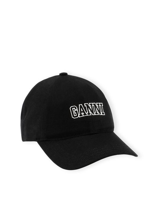 Ganni Black Cotton Baseball Cap