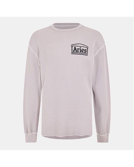 Aries Gray Temple Long Sleeve T-Shirt for men