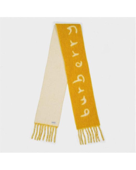 Burberry Yellow Burb Text Soft Knitted Scarf