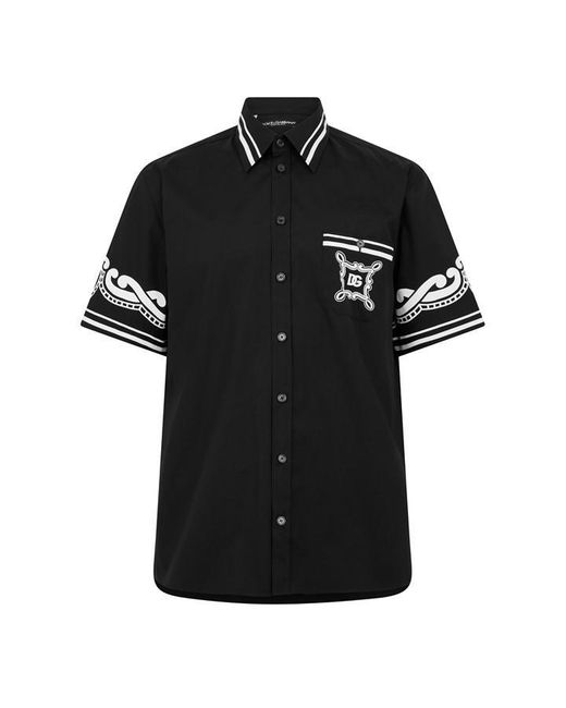 Dolce & Gabbana Black Patterned Silk Shirt for men