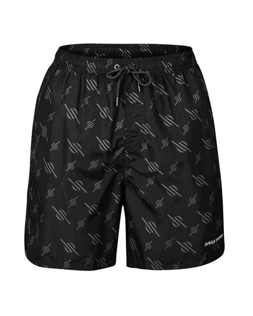 Daily Paper Black Swim Shorts with Adjustable Waistband for men