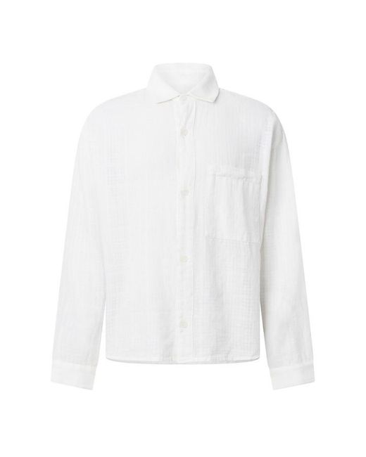 MKI Miyuki-Zoku White Loose Weave Long Sleeve Patterned Shirt for men