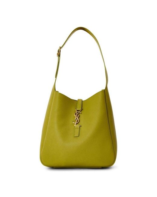 Saint Laurent Green Le5A7 Leather Hobo Bag