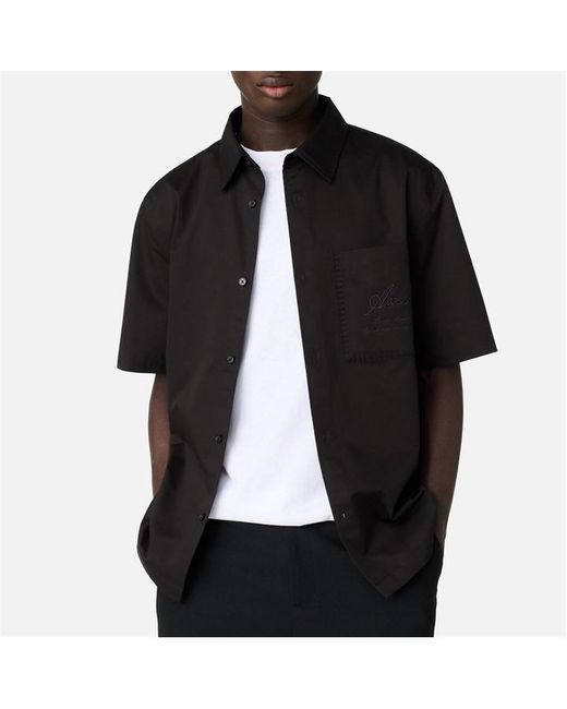 Axel Arigato Black Stitch Embroidered Shirt for men