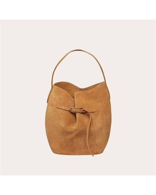 Liffner Brown Large Belted Bucket Bag