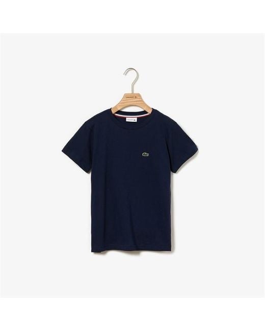 Lacoste Blue Crocodile Embroidered Cotton T-Shirt for men