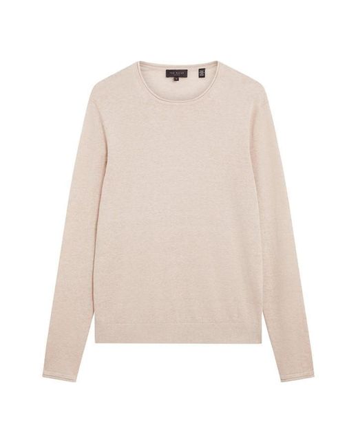 Ted Baker White Linen Blend Crew Neck Jumper for men