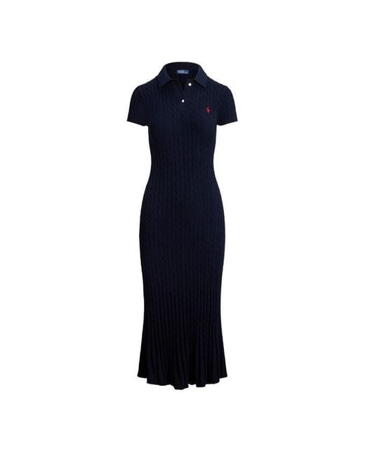 Polo Ralph Lauren Blue Cable Knit Shirt Dress