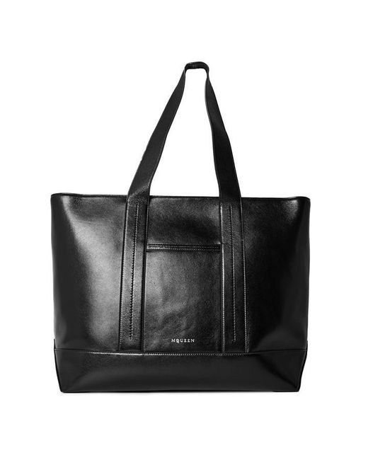 McQueen Black Alex Shopper Tote Bag for men