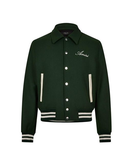 Amiri Bones Wool Varsity Jacket in Green for Men | Lyst UK