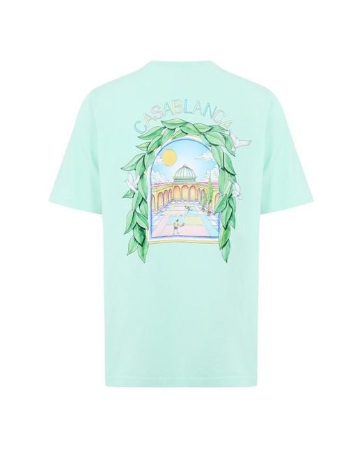 Casablanca Green Graphic Cotton L'Arche Tennis Club T-Shirt for men
