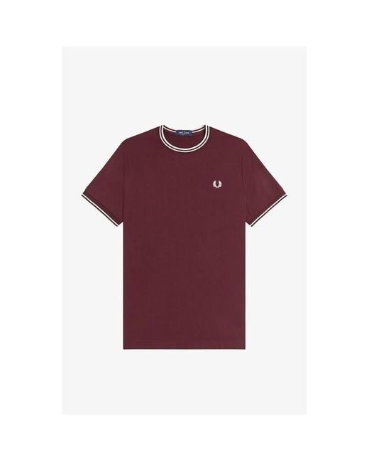 Fred Perry Red Twin Tipped T-Shirt for men