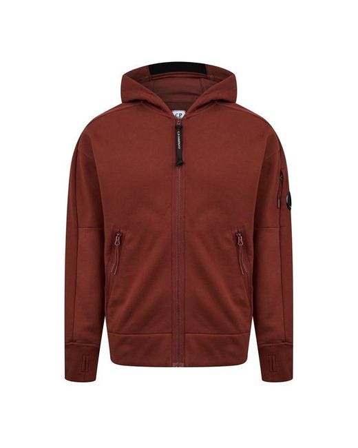 C P Company Red goggle Lens Hoodie for men