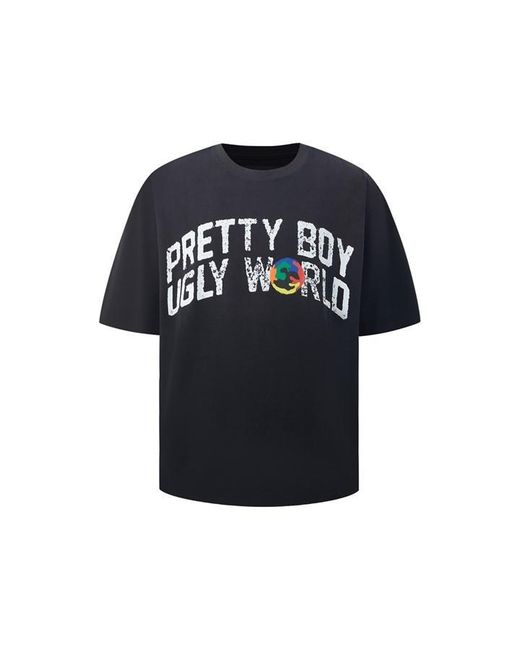 PRETTY BOY UGLY WORLD Black The Cotton Short Sleeve Crew Neck T-Shirt for men