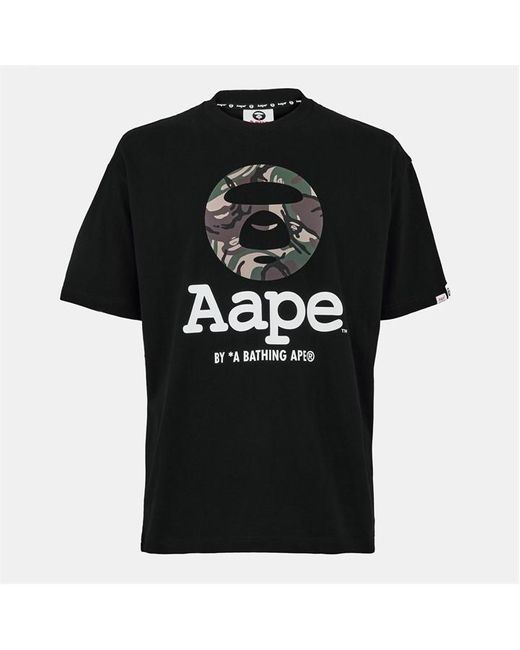 Aape Black Moon Face Oversized T-Shirt for men