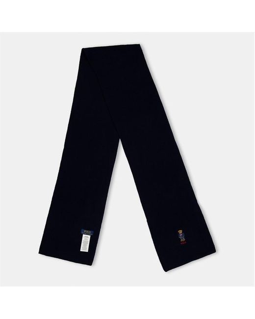 Polo Ralph Lauren Blue Wool Blend Bear Scarf And Beanie Gift Box Winter Set for men