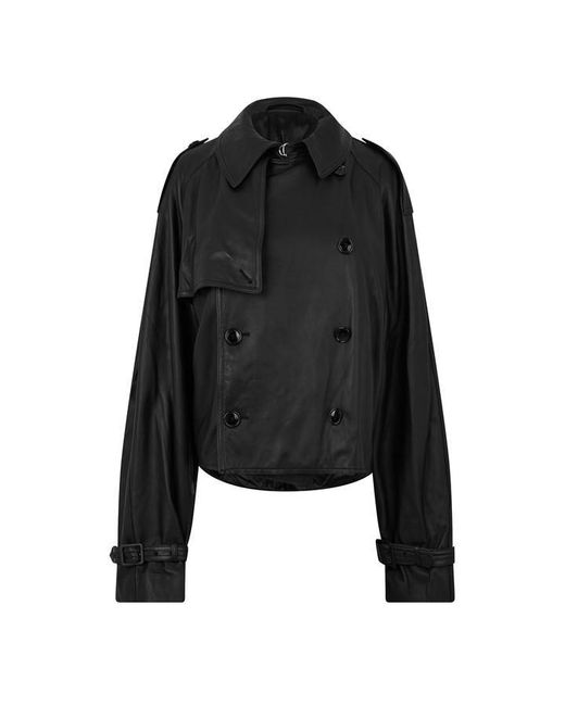 Vetements Black Double-Breasted Long Sleeve Hip Length Trench Coat