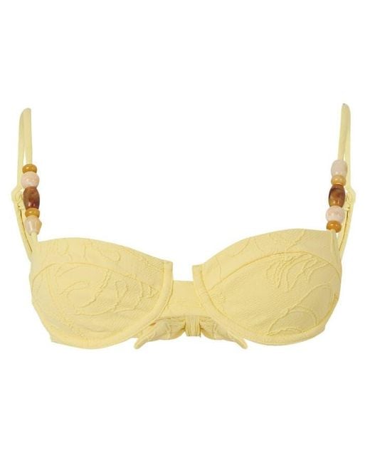 Devon Windsor Yellow Poppy Beaded Bikini Top