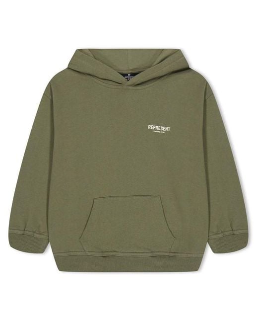 Represent Green Oversized Kids Hooded Jumper