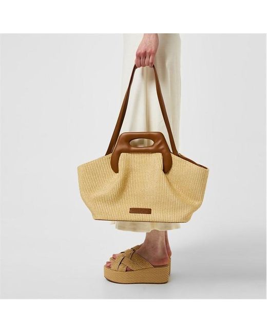 THEMOIRÈ Metallic Dhea Straw Tote Bag