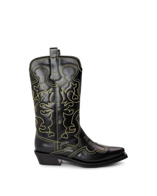 Ganni Black Shift Western Cowboy Boots
