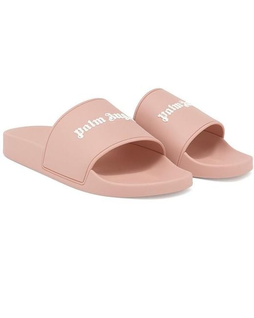 Palm Angels Pink Essential Logo Pool Sliders