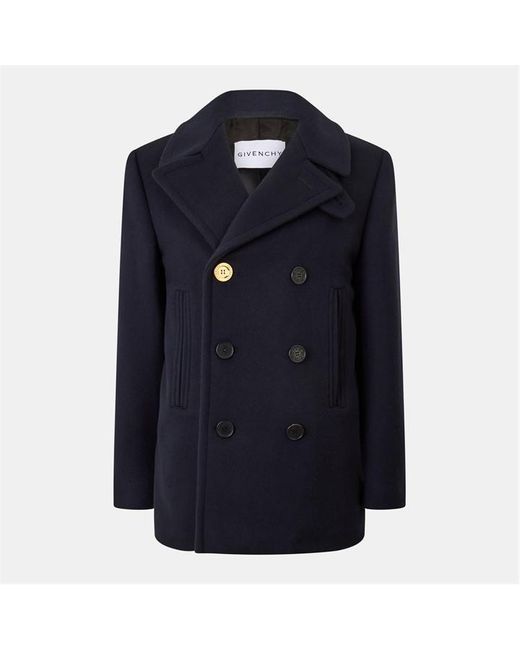 Givenchy Blue Double-Breasted Peacoat for men