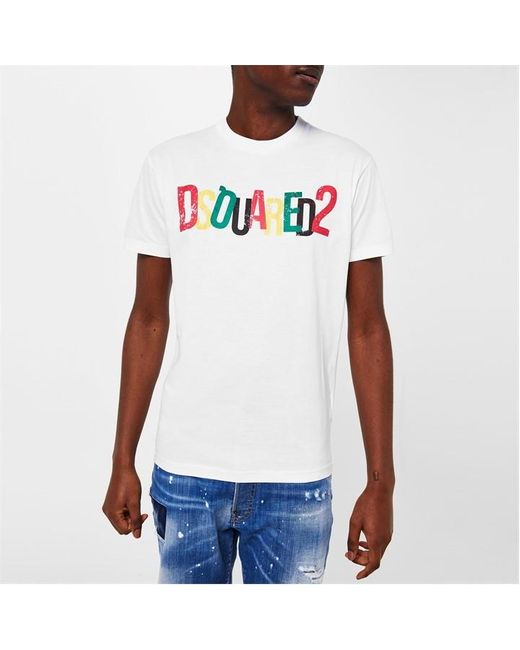 DSquared² White Multi Print T-shirt for men