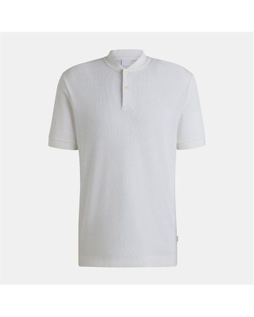Boss Gray H-Pratt 120 Collarless Polo Shirt for men