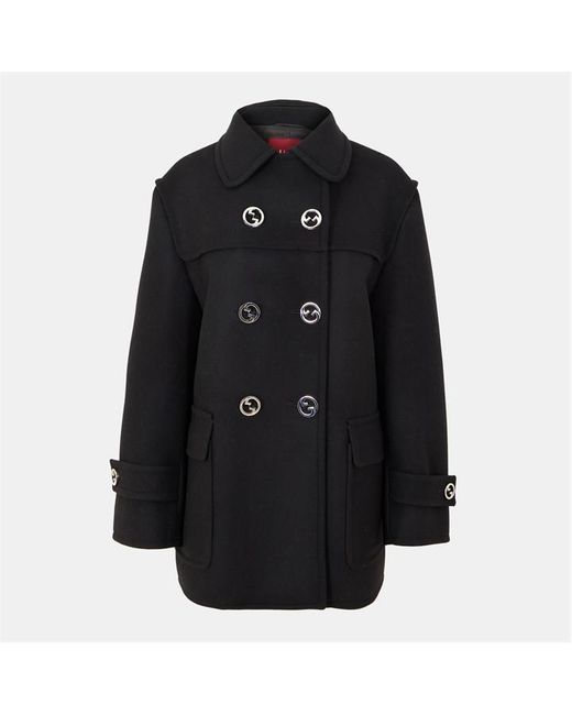 Gucci Black Wool Long Sleeve Oversized Fit Pea Coat