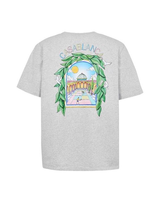 Casablanca Blue Graphic Cotton L'Arche Tennis Club T-Shirt for men