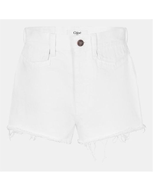 Chloé White Tailored Fit Denim Shorts